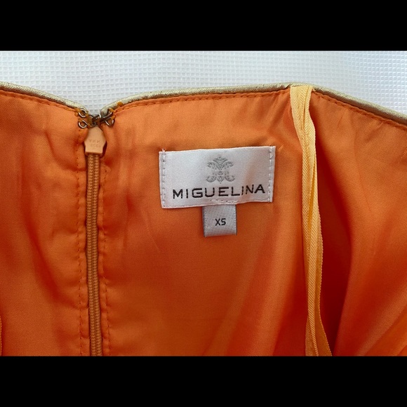 Miguelina Strapless Mini Silk Dress XS Orange Gold Party Going Out Wedding - Picture 4 of 12